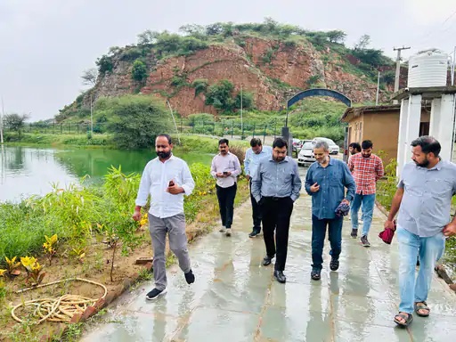 कासन गांव गुरुग्राम में बन रही नई झील और बायोडायवर्सिटी पार्क की एरियल व्यू तस्वीर